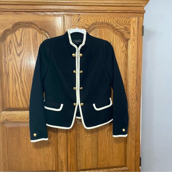 Talbots Military Jacket Gold Buttons Black W/ White Trim Jacket Women’s Sz 2 - Picture 8 of 16
